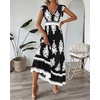 image:imageBTFBM Summer Dresses for Women Beach Fashion Floral Short Sleeve V Neck Boho Long Wedding Guest Maxi Dress SpringFloral Black White