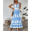image:imageBTFBM Summer Dresses for Women Beach Fashion Floral Short Sleeve V Neck Boho Long Wedding Guest Maxi Dress SpringFloral Light Blue White