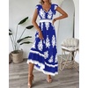 image:imageBTFBM Summer Dresses for Women Beach Fashion Floral Short Sleeve V Neck Boho Long Wedding Guest Maxi Dress SpringFloral Royal Blue White
