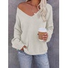 image:imageBTFBM Womens Loose Knitted Casual Sweaters  V Neck Pullover Tops Oversized Long Sleeve Sweater Slouchy Halloween Christmas Holiday Outfits Fall Winter Clothes 2026White