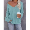 image:imageBTFBM Womens Loose Knitted Casual Sweaters  V Neck Pullover Tops Oversized Long Sleeve Sweater Slouchy Halloween Christmas Holiday Outfits Fall Winter Clothes 2026Light Blue