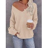 image:imageBTFBM Womens Loose Knitted Casual Sweaters  V Neck Pullover Tops Oversized Long Sleeve Sweater Slouchy Halloween Christmas Holiday Outfits Fall Winter Clothes 2026Beige