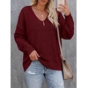 image:imageBTFBM Womens Loose Knitted Casual Sweaters  V Neck Pullover Tops Oversized Long Sleeve Sweater Slouchy Halloween Christmas Holiday Outfits Fall Winter Clothes 2026Burgundy