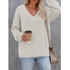 image:imageBTFBM Womens Loose Knitted Casual Sweaters  V Neck Pullover Tops Oversized Long Sleeve Sweater Slouchy Halloween Christmas Holiday Outfits Fall Winter Clothes 2026White