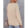 image:imageBTFBM Womens Loose Knitted Casual Sweaters  V Neck Pullover Tops Oversized Long Sleeve Sweater Slouchy Halloween Christmas Holiday Outfits Fall Winter Clothes 2026Beige