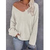 image:imageBTFBM Womens Loose Knitted Casual Sweaters  V Neck Pullover Tops Oversized Long Sleeve Sweater Slouchy Halloween Christmas Holiday Outfits Fall Winter Clothes 2026White