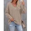 image:imageBTFBM Womens Loose Knitted Casual Sweaters  V Neck Pullover Tops Oversized Long Sleeve Sweater Slouchy Halloween Christmas Holiday Outfits Fall Winter Clothes 2026Khaki