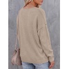 image:imageBTFBM Womens Loose Knitted Casual Sweaters  V Neck Pullover Tops Oversized Long Sleeve Sweater Slouchy Halloween Christmas Holiday Outfits Fall Winter Clothes 2026Khaki