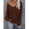 image:imageBTFBM Womens Loose Knitted Casual Sweaters  V Neck Pullover Tops Oversized Long Sleeve Sweater Slouchy Halloween Christmas Holiday Outfits Fall Winter Clothes 2026Brown