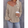 image:imageBTFBM Womens Loose Knitted Casual Sweaters  V Neck Pullover Tops Oversized Long Sleeve Sweater Slouchy Halloween Christmas Holiday Outfits Fall Winter Clothes 2026Khaki