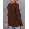 image:imageBTFBM Womens Loose Knitted Casual Sweaters  V Neck Pullover Tops Oversized Long Sleeve Sweater Slouchy Halloween Christmas Holiday Outfits Fall Winter Clothes 2026Brown