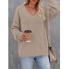 image:imageBTFBM Womens Loose Knitted Casual Sweaters  V Neck Pullover Tops Oversized Long Sleeve Sweater Slouchy Halloween Christmas Holiday Outfits Fall Winter Clothes 2026Khaki