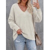 image:imageBTFBM Womens Loose Knitted Casual Sweaters  V Neck Pullover Tops Oversized Long Sleeve Sweater Slouchy Halloween Christmas Holiday Outfits Fall Winter Clothes 2026White