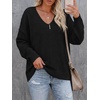 image:imageBTFBM Womens Loose Knitted Casual Sweaters  V Neck Pullover Tops Oversized Long Sleeve Sweater Slouchy Halloween Christmas Holiday Outfits Fall Winter Clothes 2026Black