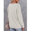image:imageBTFBM Womens Loose Knitted Casual Sweaters  V Neck Pullover Tops Oversized Long Sleeve Sweater Slouchy Halloween Christmas Holiday Outfits Fall Winter Clothes 2026White