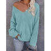 image:imageBTFBM Womens Loose Knitted Casual Sweaters  V Neck Pullover Tops Oversized Long Sleeve Sweater Slouchy Halloween Christmas Holiday Outfits Fall Winter Clothes 2026Light Blue