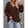 image:imageBTFBM Womens Loose Knitted Casual Sweaters  V Neck Pullover Tops Oversized Long Sleeve Sweater Slouchy Halloween Christmas Holiday Outfits Fall Winter Clothes 2026Brown