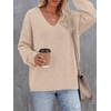 image:imageBTFBM Womens Loose Knitted Casual Sweaters  V Neck Pullover Tops Oversized Long Sleeve Sweater Slouchy Halloween Christmas Holiday Outfits Fall Winter Clothes 2026Beige