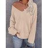 image:imageBTFBM Womens Loose Knitted Casual Sweaters  V Neck Pullover Tops Oversized Long Sleeve Sweater Slouchy Halloween Christmas Holiday Outfits Fall Winter Clothes 2026Beige