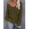 image:imageBTFBM Womens Loose Knitted Casual Sweaters  V Neck Pullover Tops Oversized Long Sleeve Sweater Slouchy Halloween Christmas Holiday Outfits Fall Winter Clothes 2026Army Green