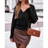 image:imageBTFBM Wrap Cross Ribbed Knit Cropped Sweaters for Women 2026  V Neck Cozy Sweater With Safe SnapLong Sleeve Fall Clothes Winter ClothingHoliday Outfits Christmas Thanksgiving HalloweenBlack