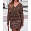 image:imageBTFBM Wrap Cross Ribbed Knit Cropped Sweaters for Women 2026  V Neck Cozy Sweater With Safe SnapLong Sleeve Fall Clothes Winter ClothingHoliday Outfits Christmas Thanksgiving HalloweenBrown