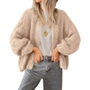 image:imageBTFBM Cardigan Sweaters for Women Fall Fashion Clothes 2026  No Button No Pocket Design Chunky Knit Open Front Cardigans Ribbed Cuff Long Sleeve Sweater Loose Winter Coat ClothingKhaki
