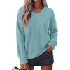 image:imageBTFBM Womens Loose Knitted Casual Sweaters  V Neck Pullover Tops Oversized Long Sleeve Sweater Slouchy Halloween Christmas Holiday Outfits Fall Winter Clothes 2026Light Blue