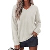 image:imageBTFBM Womens Loose Knitted Casual Sweaters  V Neck Pullover Tops Oversized Long Sleeve Sweater Slouchy Halloween Christmas Holiday Outfits Fall Winter Clothes 2026White