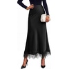 image:imageBTFBM Lace Trim Satin Skirts for Women Elegant  Lightweight High Waist ALine Flowy Maxi Skirt Wedding Cocktail Graduation Holiday Outfits Fall Fashion Clothing 2026Black