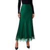 image:imageBTFBM Lace Trim Satin Skirts for Women Elegant  Lightweight High Waist ALine Flowy Maxi Skirt Wedding Cocktail Graduation Holiday Outfits Fall Fashion Clothing 2026Dark Green