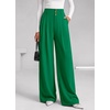 image:imageBTFBM Wide Leg Dress Pants Women Business Casual Outfits  Elastic High Waisted Palazzo Pants Button Zip Up Closure Pleated Office Work Trousers With Pockets Fall Fashion 2026Green