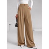 image:imageBTFBM Wide Leg Dress Pants Women Business Casual Outfits  Elastic High Waisted Palazzo Pants Button Zip Up Closure Pleated Office Work Trousers With Pockets Fall Fashion 2026Khaki