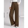 image:imageBTFBM Wide Leg Dress Pants Women Business Casual Outfits  Elastic High Waisted Palazzo Pants Button Zip Up Closure Pleated Office Work Trousers With Pockets Fall Fashion 2026Brown