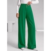 image:imageBTFBM Wide Leg Dress Pants Women Business Casual Outfits  Elastic High Waisted Palazzo Pants Button Zip Up Closure Pleated Office Work Trousers With Pockets Fall Fashion 2026Green