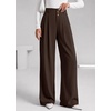 image:imageBTFBM Wide Leg Dress Pants Women Business Casual Outfits  Elastic High Waisted Palazzo Pants Button Zip Up Closure Pleated Office Work Trousers With Pockets Fall Fashion 2026Dark Brown