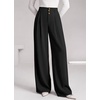 image:imageBTFBM Wide Leg Dress Pants Women Business Casual Outfits  Elastic High Waisted Palazzo Pants Button Zip Up Closure Pleated Office Work Trousers With Pockets Fall Fashion 2026Black