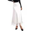 image:imageBTFBM Lace Trim Satin Skirts for Women Elegant  Lightweight High Waist ALine Flowy Maxi Skirt Wedding Cocktail Graduation Holiday Outfits Fall Fashion Clothing 2026White