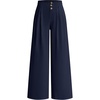 image:imageBTFBM Wide Leg Dress Pants Women Business Casual Outfits  Elastic High Waisted Palazzo Pants Button Zip Up Closure Pleated Office Work Trousers With Pockets Fall Fashion 2026Navy Blue
