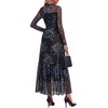 image:imageBTFBM Boho Mesh Long Sleeve Dress for WomenFloral Black Blue