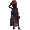 image:imageBTFBM Boho Mesh Long Sleeve Dress for WomenFloral Black Orange