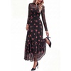 image:imageBTFBM Boho Mesh Long Sleeve Dress for WomenFloral Black Orange