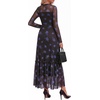 image:imageBTFBM Boho Mesh Long Sleeve Dress for WomenFloral Black Royal Blue