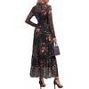 image:imageBTFBM Boho Mesh Long Sleeve Dress for WomenFloral Black Yellow