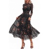 image:imageBTFBM Boho Mesh Long Sleeve Dress for WomenFloral Black Yellow