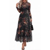 image:imageBTFBM Boho Mesh Long Sleeve Dress for WomenFloral Black Yellow