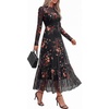 image:imageBTFBM Boho Mesh Long Sleeve Dress for WomenFloral Black Yellow