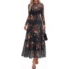 image:imageBTFBM Boho Mesh Long Sleeve Dress for WomenFloral Black Yellow