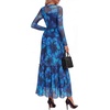 image:imageBTFBM Boho Mesh Long Sleeve Dress for WomenFloral Navy Green