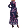 image:imageBTFBM Boho Mesh Long Sleeve Dress for WomenFloral Navy Pink